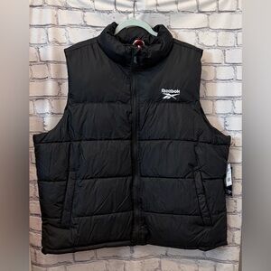 Reebok Black Quilted Vest Size:2X Full Zip Pockets